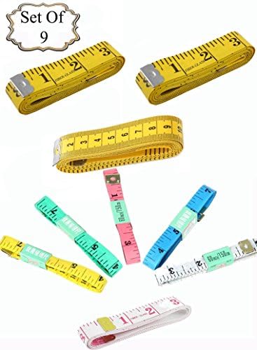 Set of 3-60 Inch/150 CM .75 Inch Width Soft Vinyl Tape Measures &amp; Set of 6-60 Inches/60 CM Soft Vinyl Tape Measures Assorted Colors