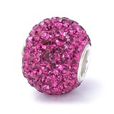 Bella Fascini Magenta Berry Pink Ball Swarovski Elements Crystal Pave Sterling Silver Charm Bead