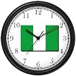 Flag of Nigeria - Nigerian Theme Wall Clock by WatchBuddy Timepieces (Hunter Green Frame)