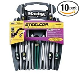 Master Lock 3041DAT SteelCor Bungee Cords with Organizer, 10-Pack