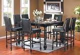 9pc Counter Height Dining Table & Stools Set Black Finish