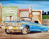 BLUE & GOLD LOWRIDER 16 x 20 Transportation Art Print Posters