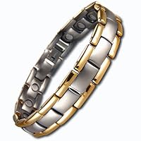 Mens Titanium Magnetic Bracelet In Velvet Gift Box Ultra Lightweight Titanium Very Stylish With Strong 3000g Magnets Free Link Removal Tool by Willis Judd