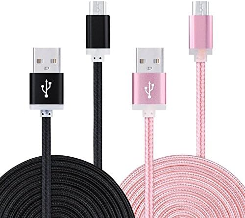 USB Cable, INEER Premium 2-Pack Nylon Braided 6FT USB 2.0 A Male to Micro B Data Sync and Charger Cable for Android, Samsung Galaxy S6, S7 Edge, HTC, Sony, Blackberry, Nokia and More Android Device