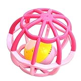 ディーマーク D-Mcark 天然ゴム 音鳴り ガラガラ 振ると光る ボール 歯固め おもちゃ 幼児のおやすみトイ 赤ちゃん 知育玩具 ピンク
