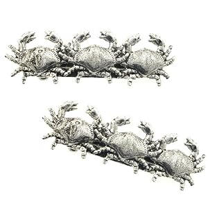 Walking CRABS Silver Handcrafted Barrette Set of 2 by Olivia's Journee