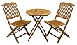 Outdoor Interiors Acacia 3 Piece Round Bistro Outdoor Furniture Set - includes cushions