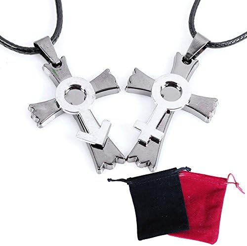 Anniverl Pair Necklace Titanium with Bags for Men's Women's Unisex