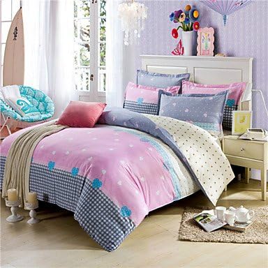 guoxian Pink Polka Dot Duvet Covers Plaid Queen Beds Honey for Girls