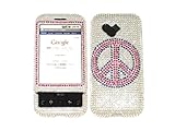 Peace Pink Bling Rhinestone Faceplate Diamond Crystal Hard Skin Case Cover  ....