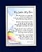"My Father My Hero" Touching 8x10 Poem, Double-matted In Navy/White And Enhanced With Watercolor Graphics. A Gift For A Dad.