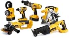 DEWALT DC6PAKIA Heavy Duty XRP 18 Volt Cordless 6-Tool Combo Kit, includes Hammer Drill, Circular Saw, Reciprocating Saw, Impact Driver, Cut-Off Tool, Flexible Floodlight, 2 Batteries, Charger, and Bag
