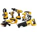 DEWALT DC6PAKIA  XRP 18-Volt Cordless 6-Tool Combo Kit, includes Hammer Drill, Circular Saw, Reciprocating Saw, Impact Driver, Cut-Off Tool, Flexible Floodlight, 2 Batteries, Charger, and Bag