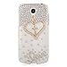 Mavis's Diary Luxury 3D Handmade Crystal Heart Rhinestone Bling Clear Case Cover for Samsung Galaxy S4 Mini I9195 GT-i9190 with Soft Clean Cloth (Heart with Cross)