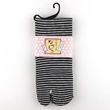 Women's Striped Tabi Fashion Midcalf Socks with 7 inch cuff, Black