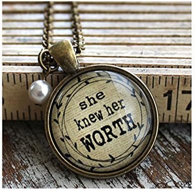 She Knew Her Worth - Inspirational Charm Pendant Necklace - BYE BYE SALE!