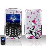Pink Vine Flower Snap on Design Case Hard Case Skin Cover Faceplate for Blackberry Curve 8520 8530 + Film