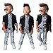 Rorychen Fashion Plaid 3pcs Clothing Sets(Outerwear,Shirt,Jeans Trousers)