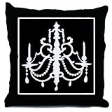 Elegant Black and White Chandelier Silhouette Throw Pillow