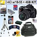 Nikon D40 6.1MP Digital SLR Camera with 18-55mm f/3.5-5.6G ED II AF-S DX Zoom-Nikkor Lens + 4GB Deluxe Accessory Kit