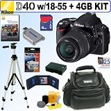 Nikon D40 6.1MP Digital SLR Camera with 18-55mm f 3.5-5.6G ED II AF-S DX Zoom-Nikkor Lens + 4GB... by Nikon