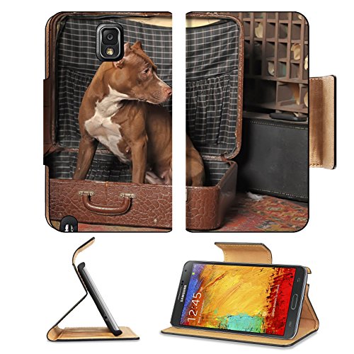 Samsung Galaxy Note 3 Flip Case Dog in suitcase IMAGE 19111361 by MSD Customized Premium Deluxe Pu Leather generation Accessories HD Wifi Luxury Protector