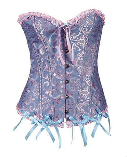 Green Trade Women's Sexy Shaper Corset with G-string Sky Blue Size XL