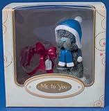 Me To You Large "With Love" Winter Figurine - Bear with Hat and Scarf and Clear Glass HeartIMAGE