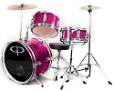 GP50 3-Piece Junior Child/Kids Drum Set with Sticks (For 3 to 8 yrs) Metallic Pink