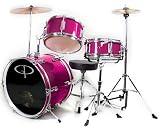 Musical Instruments : GP50 3-Piece Junior Children's/Kids Starter Drum Set with Sticks - Metallic Pink