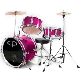 GP50 3-Piece Junior Child/Kids Drum Set with Sticks (For 3 to 8 yrs) Metallic Pink