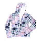 Patchwork Madras Hand Sewn Check Plaid Novelty Print Happening Hoodie. Flannel, with zipper and Kangaroo pocket. 5 adult sizes