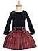 Girls Christmas/Holiday Long Sleeve Velvet and Plaid Dress
