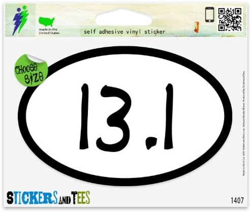 13.1 Half-Marathon Runner Oval Vinyl Car Bumper Window Sticker 3" x 2"