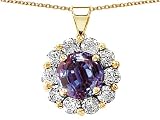 1.70 cttw 14K Yellow Gold Plated 925 Sterling Silver and Lab Created Round Alexandrite Pendant - Gold Plated Silver