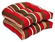Pack of 2 Outdoor Patio Wicker Chair Seat Cushions - Tropical Red Stripe