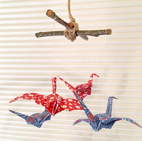 Miniature Tiny Origami Paper Peace Crane Mobile for Christmas Ornament, Office, Rearview Mirror Car Décor, or Home - Micro Mini Cuteness! Feng Shui.