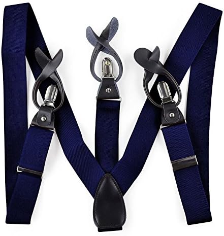 Uomo Vennetto Men's Navy Suspenders and Button Convertible