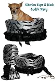 Pet Flys Reversible Snuggle Bug Siberian Tiger with Black Ruffle Trim