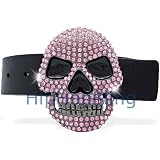 Jim Jones Style Skull Pink Iced Out Gunmetal Hip Hop Belt Buckle