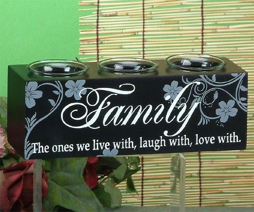 Family Inspirational Black 3 Candle Holders
