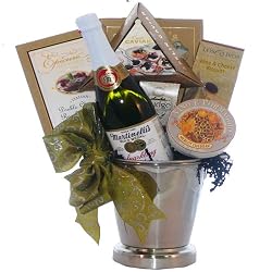 Congratulations and Cheers To You! Caviar Gourmet Food Gift Basket with Ice Bucket