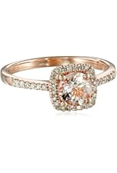 10k Pink Gold Morganite and Diamond (1/10cttw) Ring, Size 7