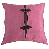 EXP Handmade Deluxe Light Violet Cushion Cover With Elegant Oriental Button Detail