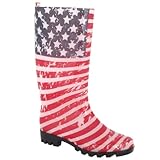 Capelli New York American Flag Printed Ladies Basic Body Jelly Rain Boot Red Combo 8
