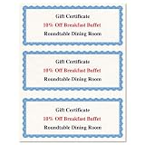 Geographics Gift Certificates, 3 per Page, 8.5 x 11 Inches, Blue Border, 75 per Pack (44570)