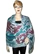 Cadet Blue And Mountbatten Pink Jamawar Pashmina Shawl,Wrap Throw Reversible