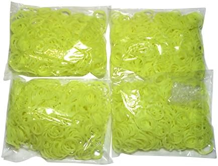 2400 Piece Loom Bands Kit - Rubber Band Bracelet Refill Over 100 Clips - Individually Wrapped Packages (Neon Yellow)