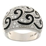 Sterling Silver Cubic Zirconia and Black Enamel Ring by Charles Winston