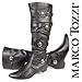 MARCO TOZZI Damen Langschaftstiefel, Zierknöpfe, Raffungen, schwarz
